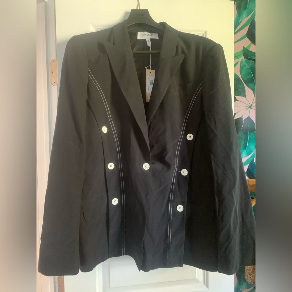 NWT Derek Lam Crosby black blazer white buttons - Picture 3 of 7